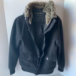 Men’s Medium Zara Grey Zip-up with Buttons and Fleeced Hoodie